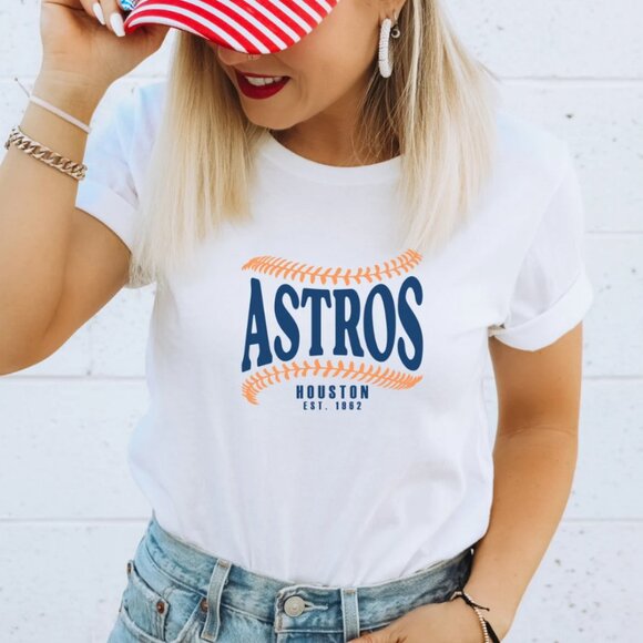 Baseball Shirt, Retro Astros Shirt, Houston Space City, Stros Baseball Shirt Uni - Picture 1 of 2